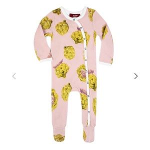 Milkbarn Artichoke organic cotton footed romper